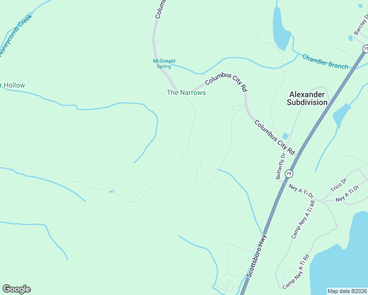 map of restaurants, bars, coffee shops, grocery stores, and more near 317 McCorkle Mountain Road in Guntersville