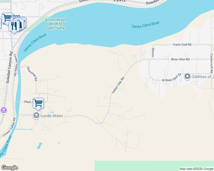 map of restaurants, bars, coffee shops, grocery stores, and more near 31511 Indian Oak Road in Acton