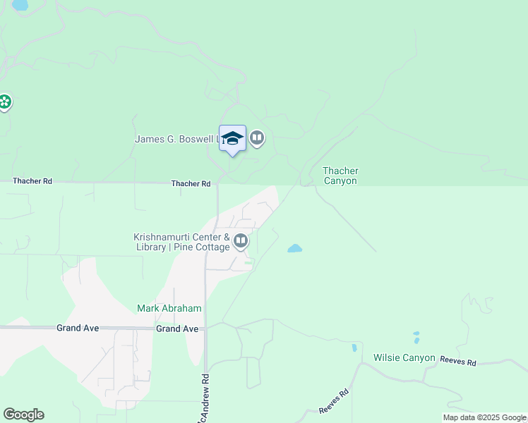 map of restaurants, bars, coffee shops, grocery stores, and more near 1320 McAndrew Road in Ojai