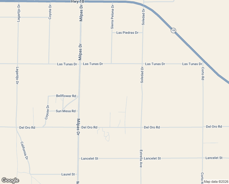 map of restaurants, bars, coffee shops, grocery stores, and more near 25982 Bellflower Road in Apple Valley