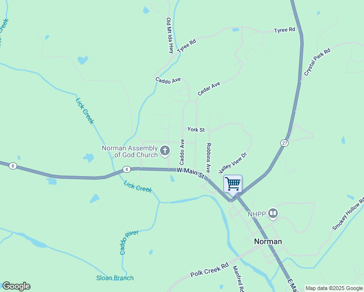 map of restaurants, bars, coffee shops, grocery stores, and more near 166 Caddo Avenue in Norman