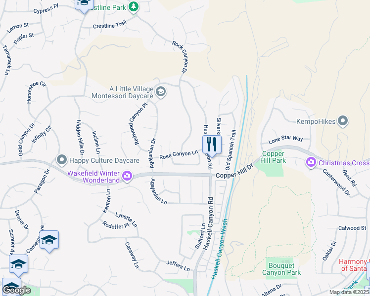 map of restaurants, bars, coffee shops, grocery stores, and more near 28412 Rock Canyon Drive in Santa Clarita
