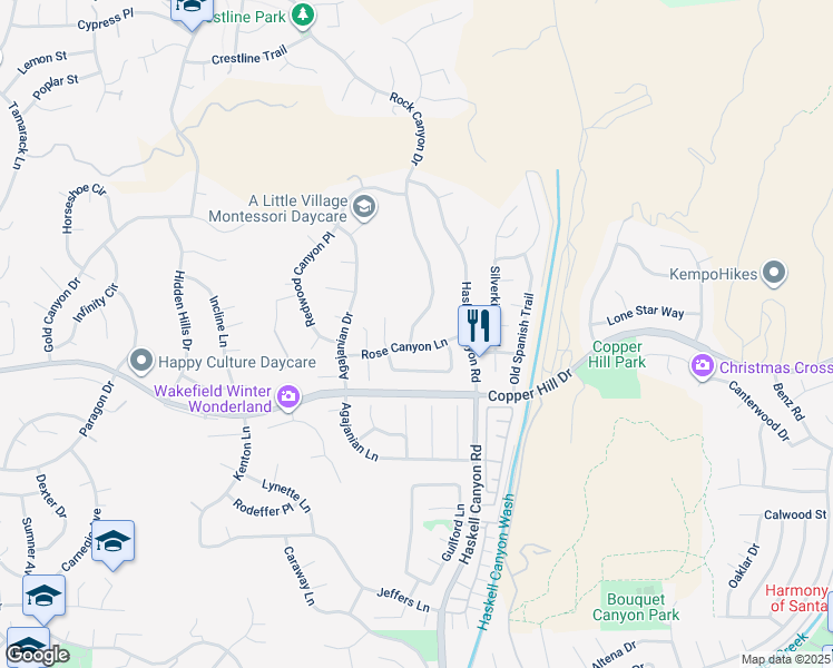 map of restaurants, bars, coffee shops, grocery stores, and more near 28412 Rock Canyon Drive in Santa Clarita
