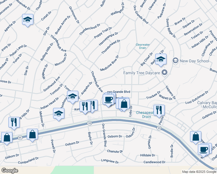 map of restaurants, bars, coffee shops, grocery stores, and more near 3277 Oro Grande Boulevard in Lake Havasu City
