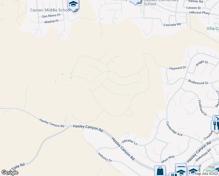 map of restaurants, bars, coffee shops, grocery stores, and more near 28701 Wildflower Terrace in Castaic