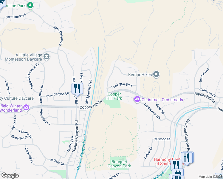map of restaurants, bars, coffee shops, grocery stores, and more near 21240 Lone Star Way in Santa Clarita