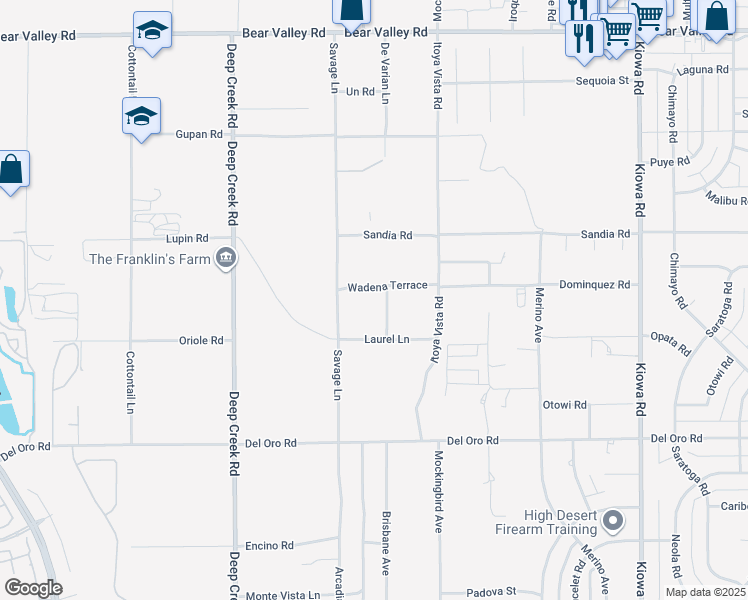 map of restaurants, bars, coffee shops, grocery stores, and more near 20375 Wadena Terrace in Apple Valley