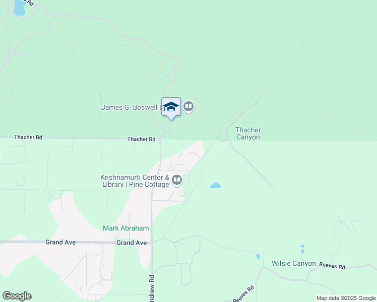 map of restaurants, bars, coffee shops, grocery stores, and more near 1450 McAndrew Road in Ojai