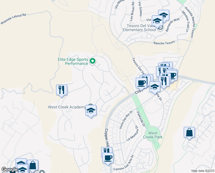 map of restaurants, bars, coffee shops, grocery stores, and more near 28865 Plaza De Oro in Santa Clarita