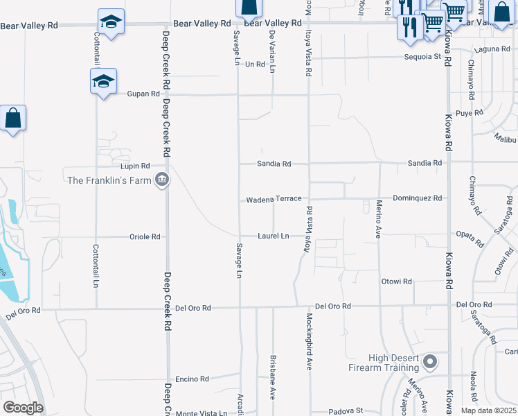 map of restaurants, bars, coffee shops, grocery stores, and more near 20375 Wadena Terrace in Apple Valley