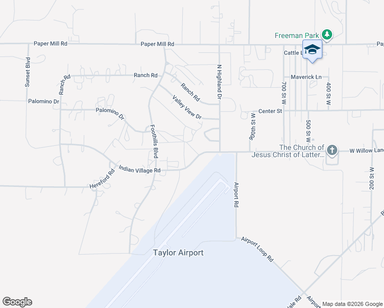 map of restaurants, bars, coffee shops, grocery stores, and more near 1080 Mountain View Drive in Taylor
