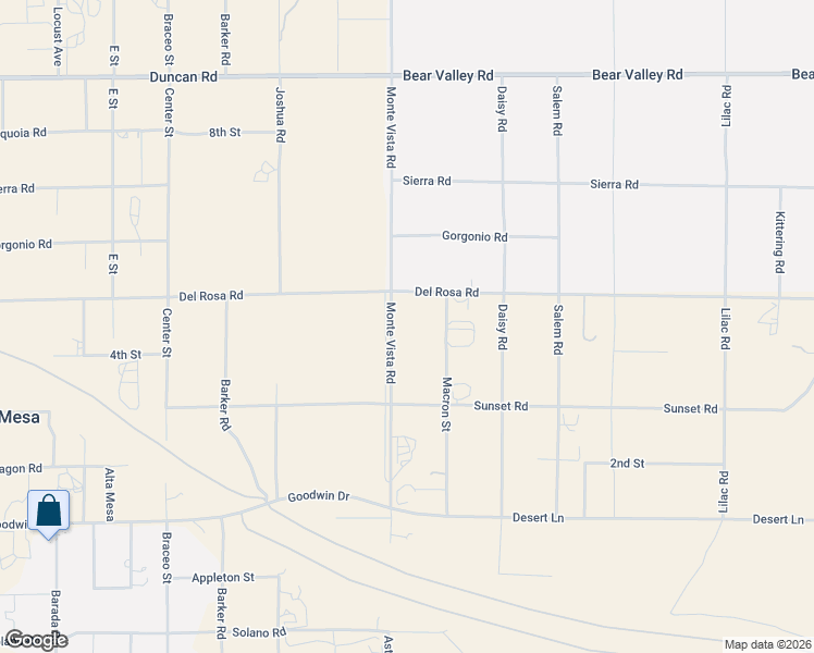 map of restaurants, bars, coffee shops, grocery stores, and more near 11633 Aster Road in Phelan