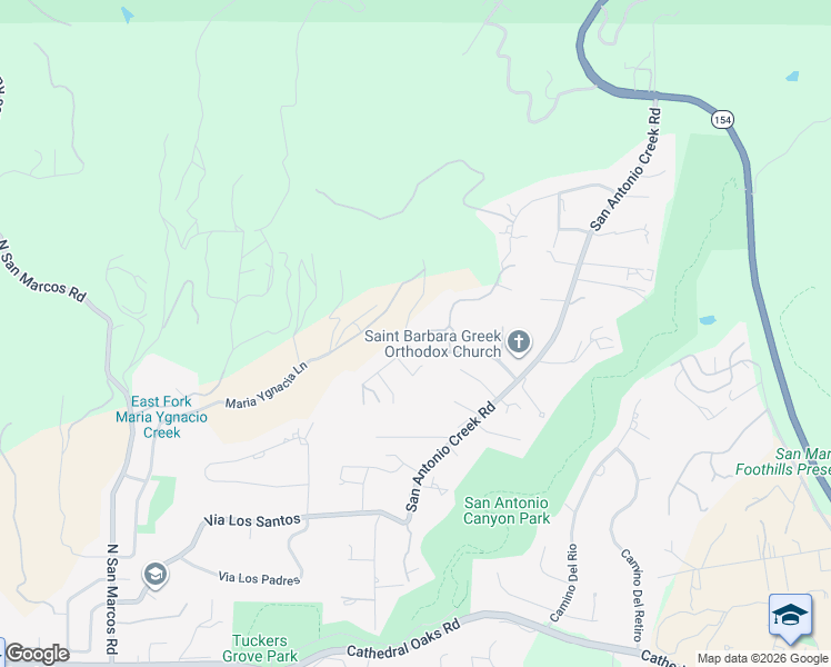 map of restaurants, bars, coffee shops, grocery stores, and more near 1366 Via Veneto in Santa Barbara