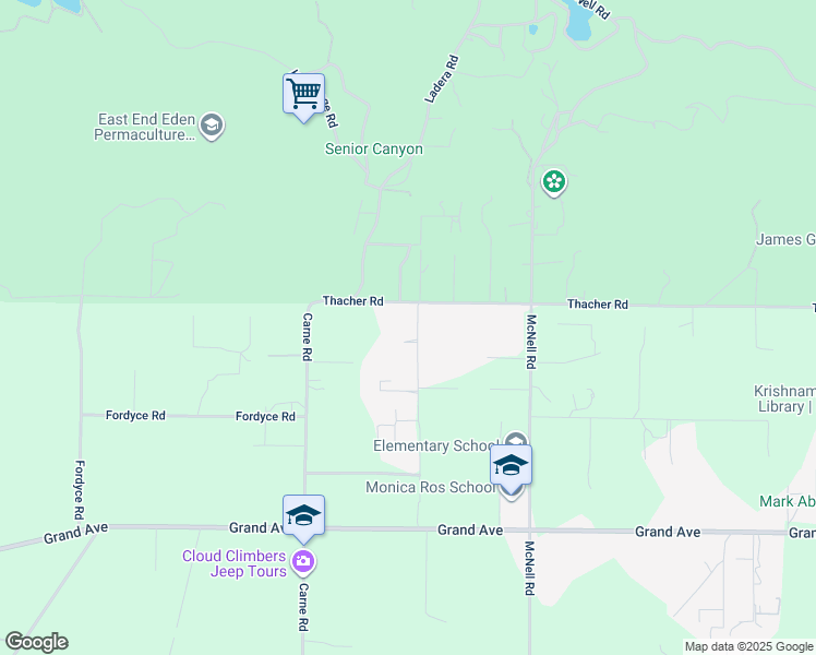 map of restaurants, bars, coffee shops, grocery stores, and more near 1427 Shippee Lane in Ojai