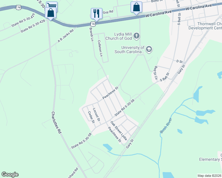 map of restaurants, bars, coffee shops, grocery stores, and more near 136 State Road S-30-368 in Clinton