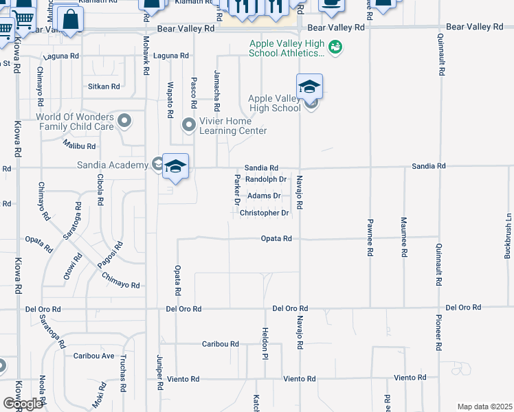 map of restaurants, bars, coffee shops, grocery stores, and more near in Apple Valley