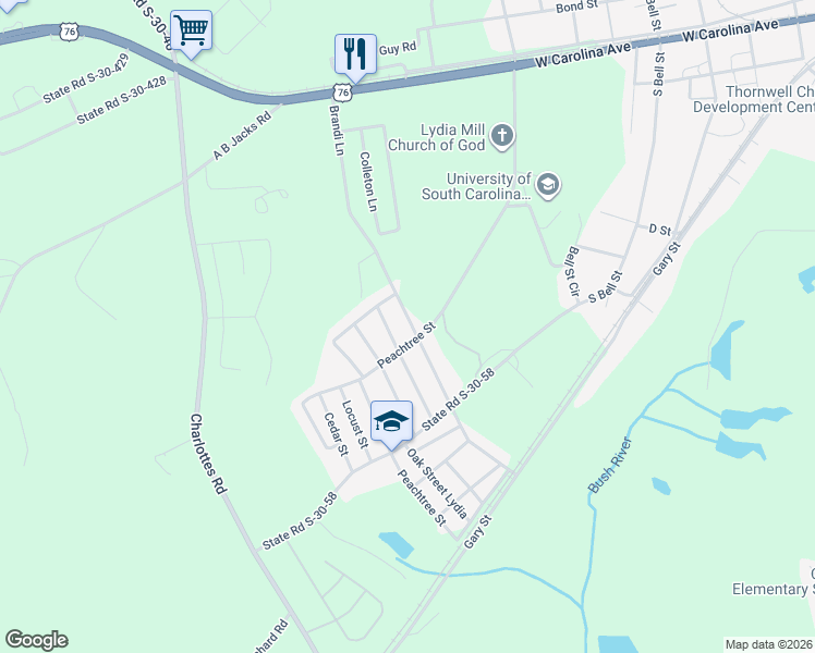 map of restaurants, bars, coffee shops, grocery stores, and more near 136 State Road S-30-368 in Clinton