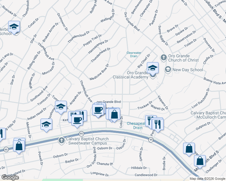 map of restaurants, bars, coffee shops, grocery stores, and more near 3334 Arapaho Drive in Lake Havasu City