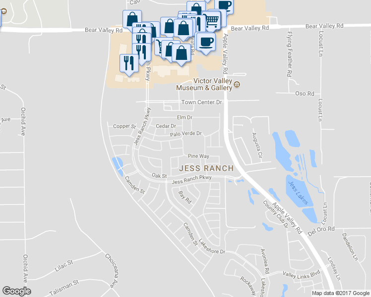 map of restaurants, bars, coffee shops, grocery stores, and more near 11601 Ash Street in Apple Valley
