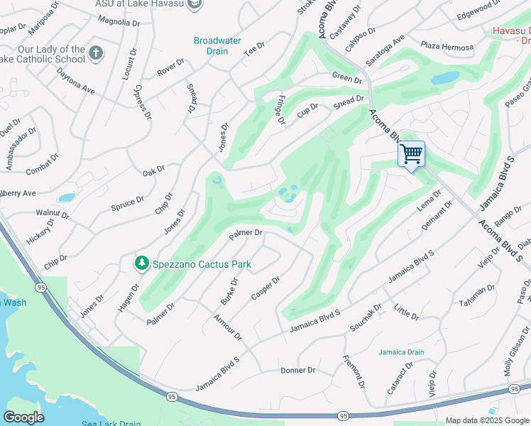 map of restaurants, bars, coffee shops, grocery stores, and more near 2224 Littler Lane in Lake Havasu City