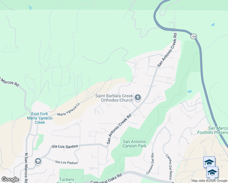 map of restaurants, bars, coffee shops, grocery stores, and more near 1366 Via Veneto in Santa Barbara