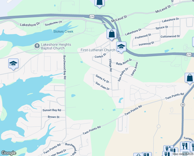 map of restaurants, bars, coffee shops, grocery stores, and more near 183 Santa Fe Street in Hot Springs