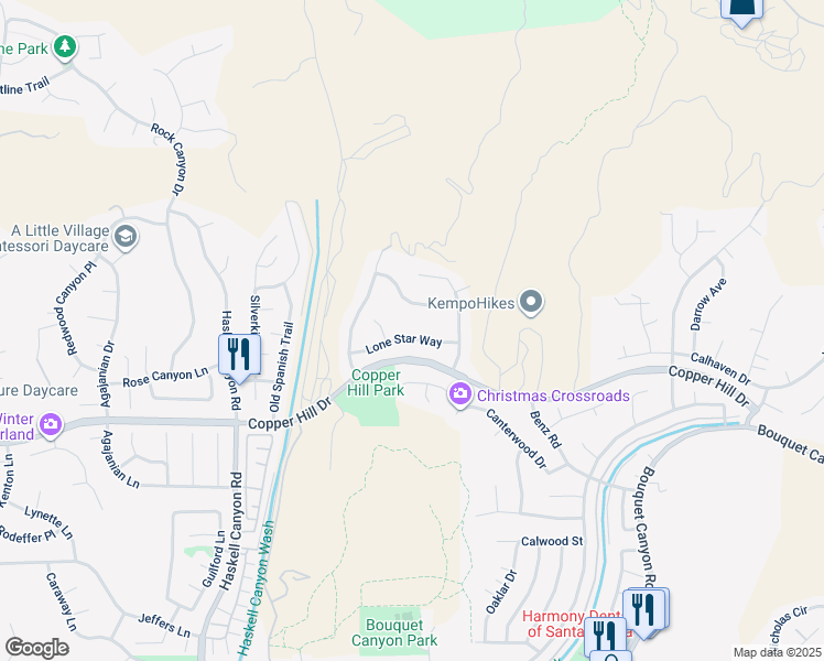 map of restaurants, bars, coffee shops, grocery stores, and more near 21163 Lone Star Way in Santa Clarita