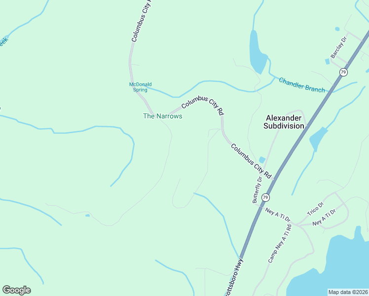 map of restaurants, bars, coffee shops, grocery stores, and more near 160 McCorkle Mountain Road in Scottsboro