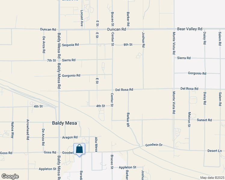 map of restaurants, bars, coffee shops, grocery stores, and more near Center Street in Victorville