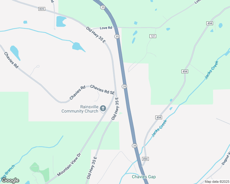 map of restaurants, bars, coffee shops, grocery stores, and more near Chavis Road in Rainsville