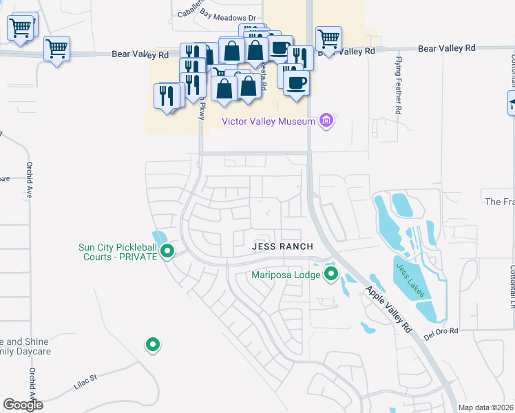 map of restaurants, bars, coffee shops, grocery stores, and more near 11601 Ash Street in Apple Valley