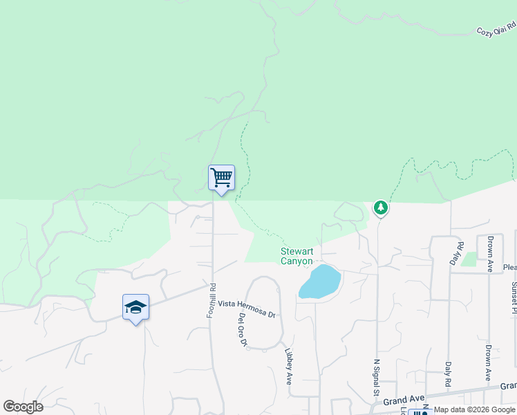 map of restaurants, bars, coffee shops, grocery stores, and more near 1220 Foothill Road in Ojai