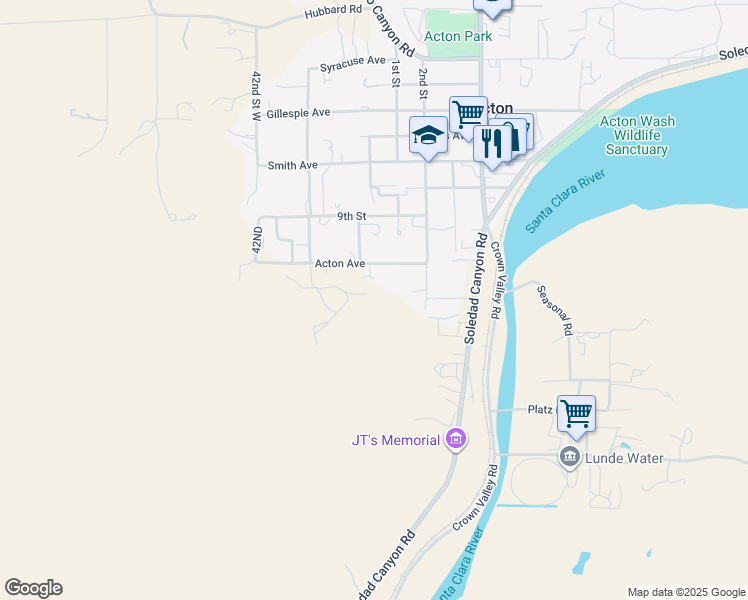 map of restaurants, bars, coffee shops, grocery stores, and more near 4050 Acton Avenue in Acton