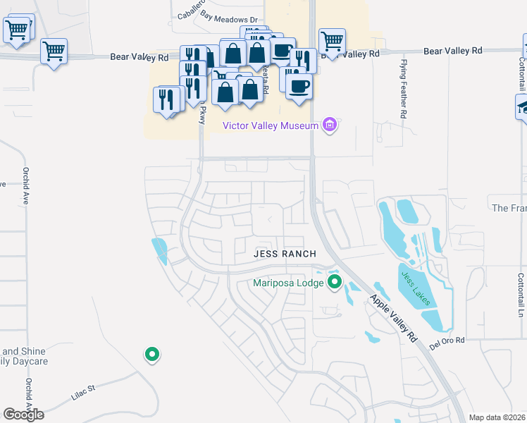 map of restaurants, bars, coffee shops, grocery stores, and more near 11601 Ash Street in Apple Valley