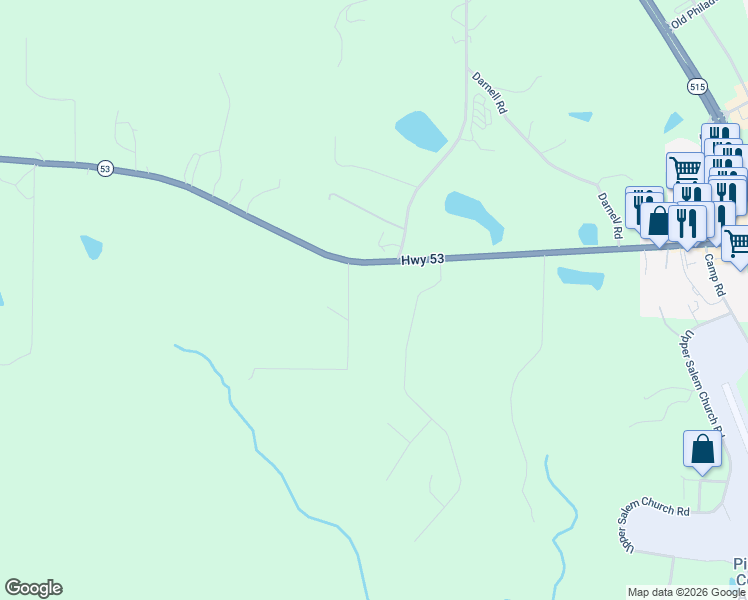 map of restaurants, bars, coffee shops, grocery stores, and more near 2611 Highway 53 in Jasper