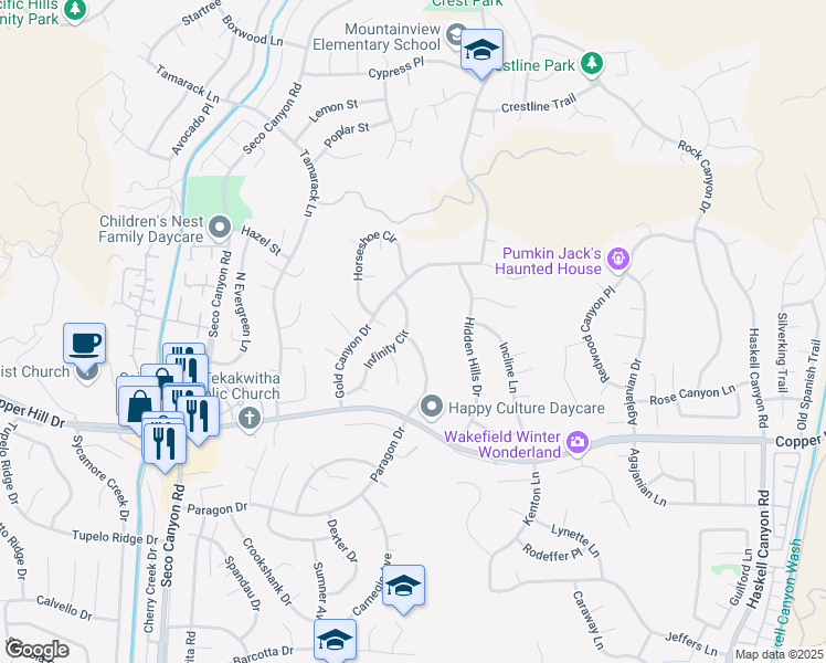 map of restaurants, bars, coffee shops, grocery stores, and more near 28398 Paragon Drive in Santa Clarita