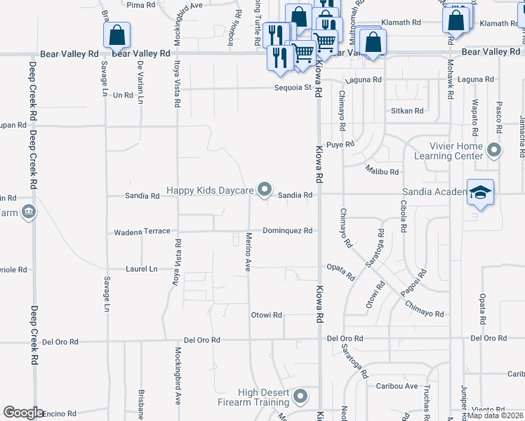 map of restaurants, bars, coffee shops, grocery stores, and more near 11690 Blackhawk Court in Apple Valley