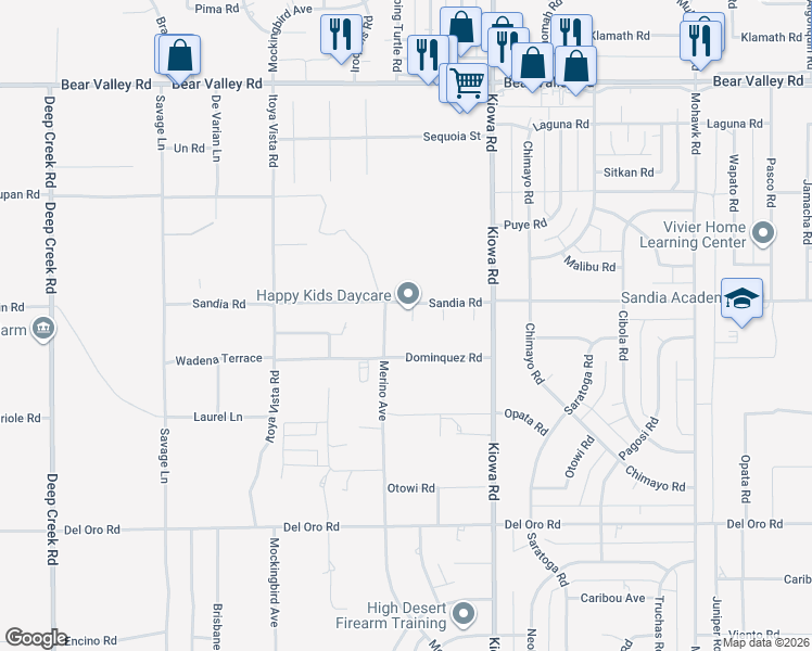 map of restaurants, bars, coffee shops, grocery stores, and more near 11690 Blackhawk Court in Apple Valley