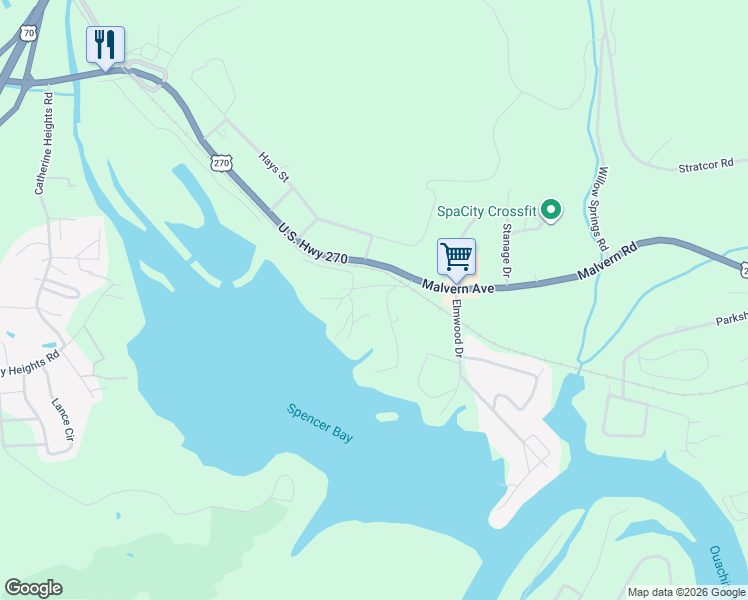 map of restaurants, bars, coffee shops, grocery stores, and more near in Garland County