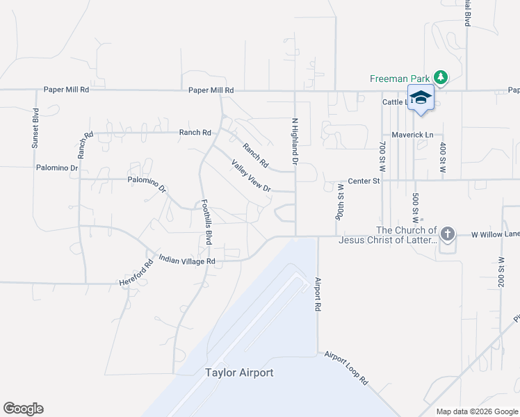 map of restaurants, bars, coffee shops, grocery stores, and more near 1121 Valley View Drive in Taylor