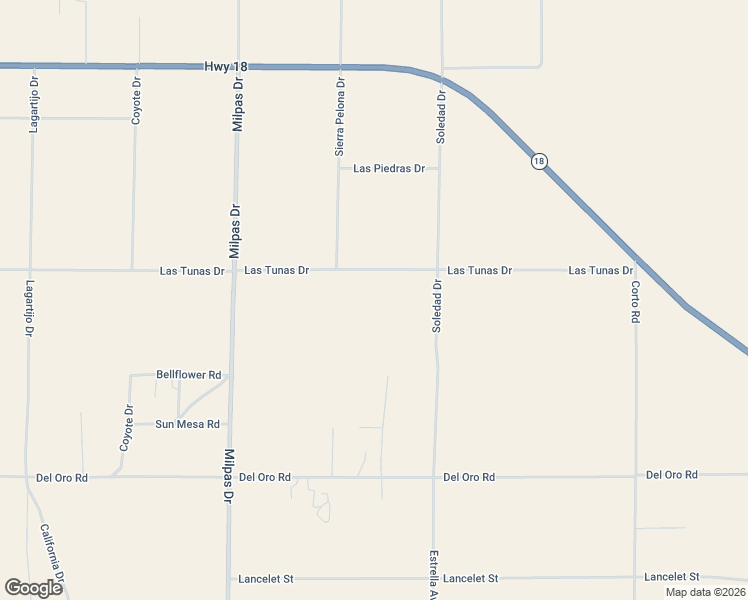map of restaurants, bars, coffee shops, grocery stores, and more near 25961 Las Tunas Drive in Apple Valley