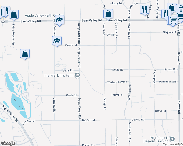 map of restaurants, bars, coffee shops, grocery stores, and more near Deep Creek Road in Apple Valley
