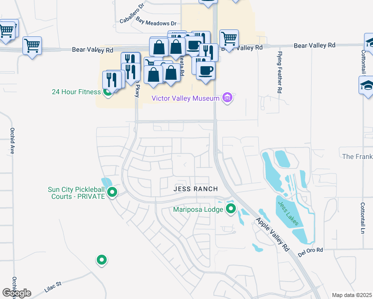 map of restaurants, bars, coffee shops, grocery stores, and more near 19178 Palo Verde Drive in Apple Valley