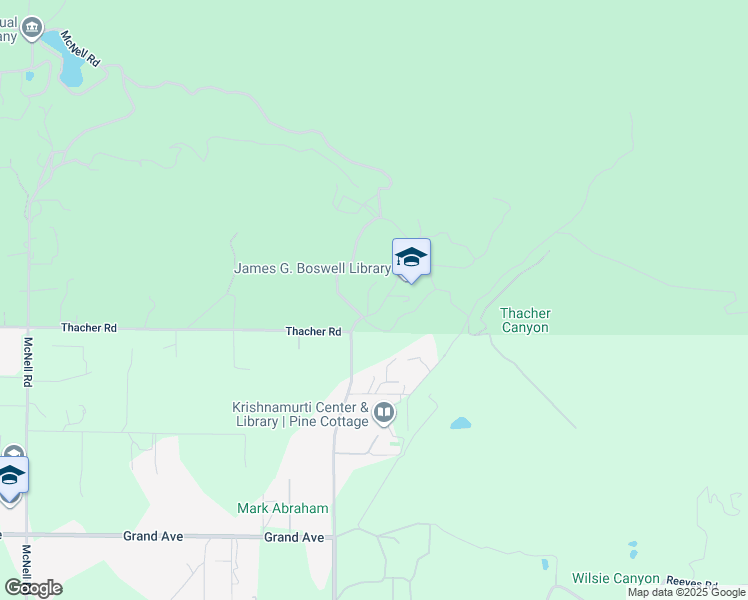 map of restaurants, bars, coffee shops, grocery stores, and more near 5025 Thacher Road in Ojai
