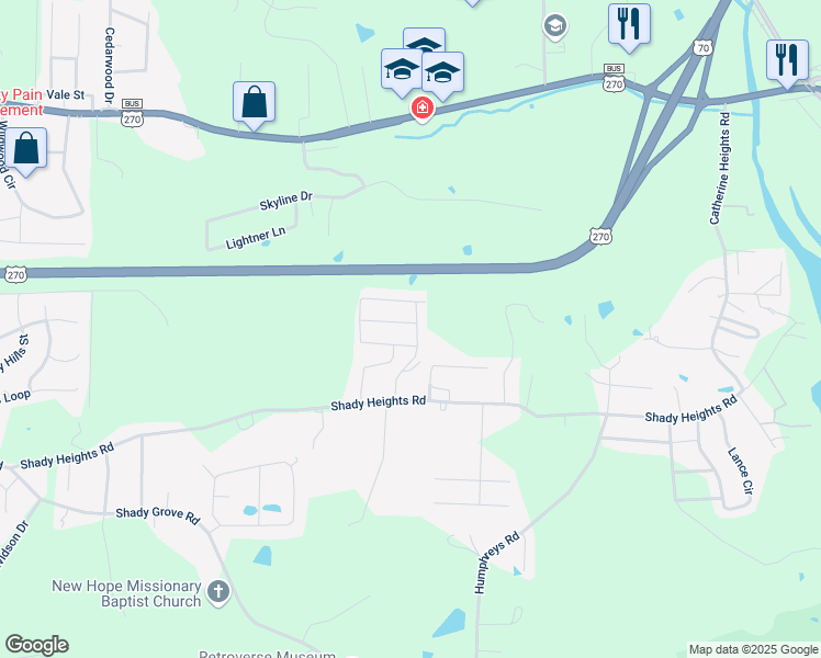 map of restaurants, bars, coffee shops, grocery stores, and more near 109 Haymaker Place in Garland County
