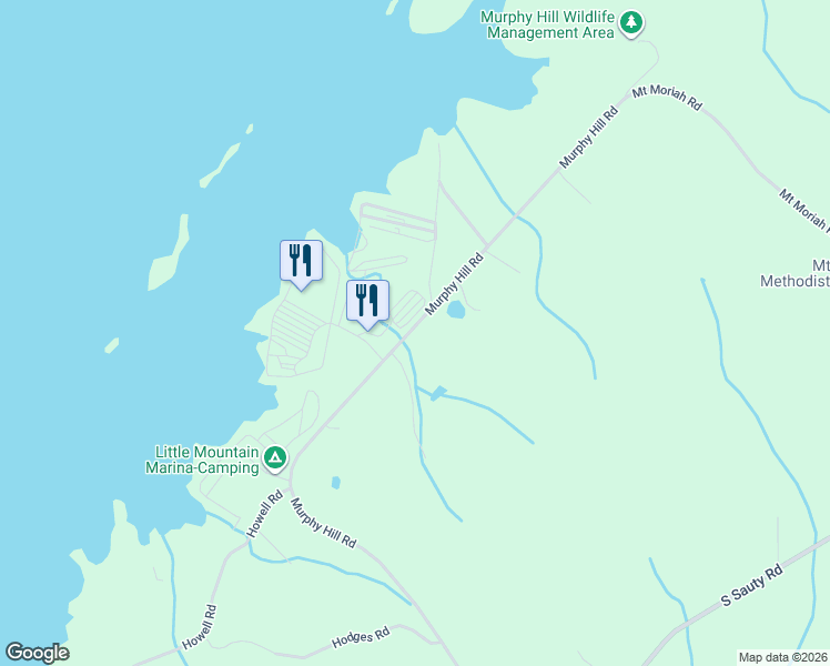 map of restaurants, bars, coffee shops, grocery stores, and more near 1345 Murphy Hill Road in Langston