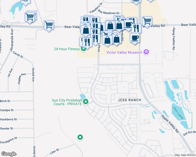 map of restaurants, bars, coffee shops, grocery stores, and more near 11706 Oak Street in Apple Valley