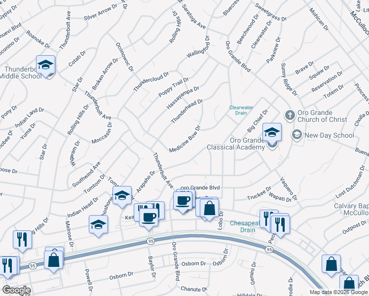 map of restaurants, bars, coffee shops, grocery stores, and more near 3340 Medicine Bow Drive in Lake Havasu City