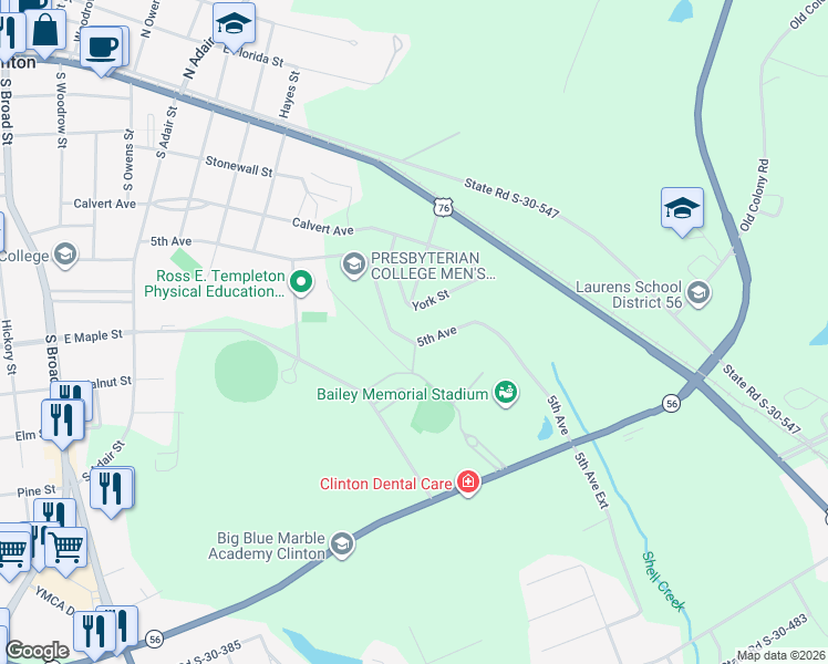 map of restaurants, bars, coffee shops, grocery stores, and more near 883 5th Avenue in Clinton