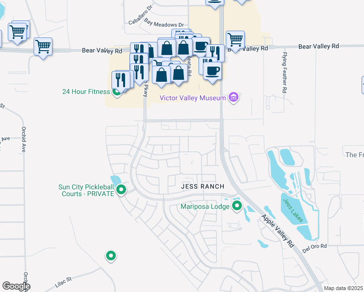 map of restaurants, bars, coffee shops, grocery stores, and more near 11693 Ash St in Apple Valley